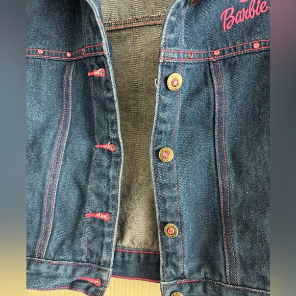 Vintage 90s Barbie Kids Denim Jacket - Blue size 6/6X - Picture 5 of 8